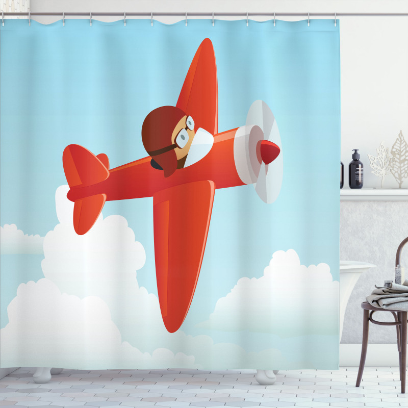 Airplane Flying Cloud Shower Curtain