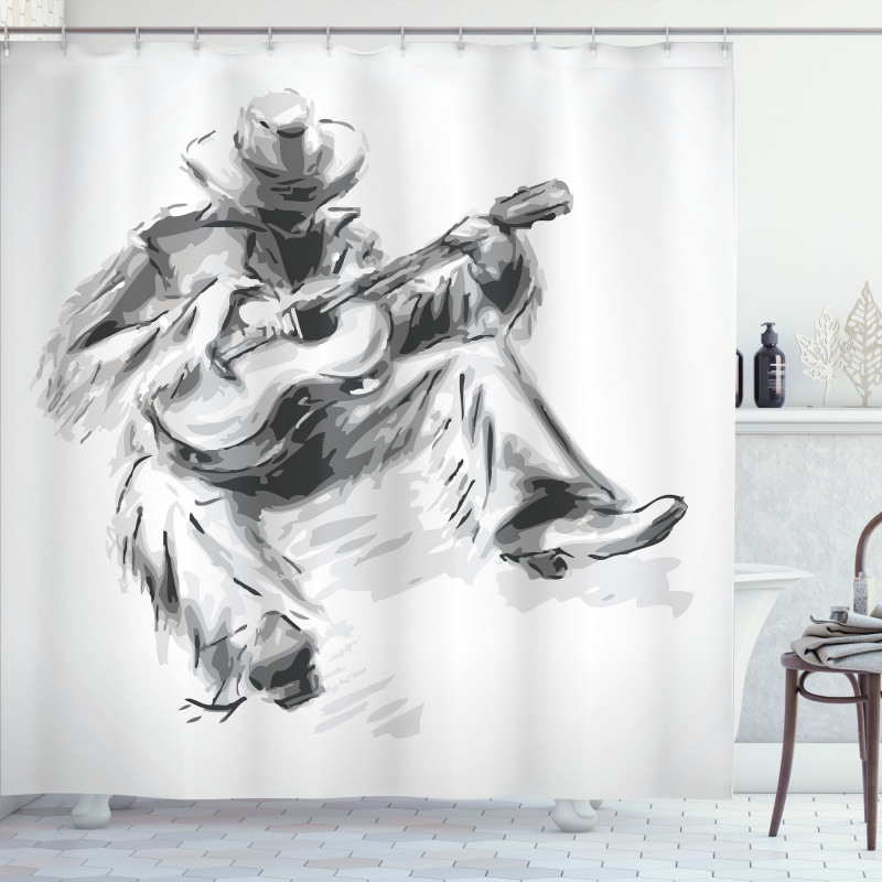 Cowboy and Guitar Eastern Shower Curtain