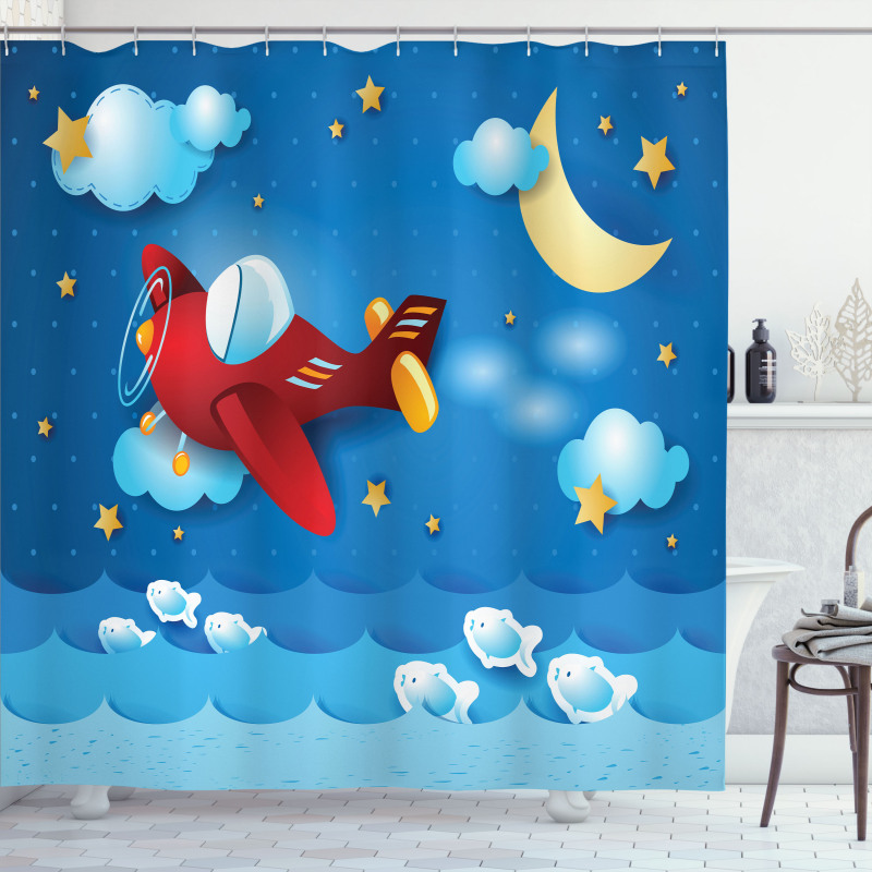 Moon and Stars Shower Curtain