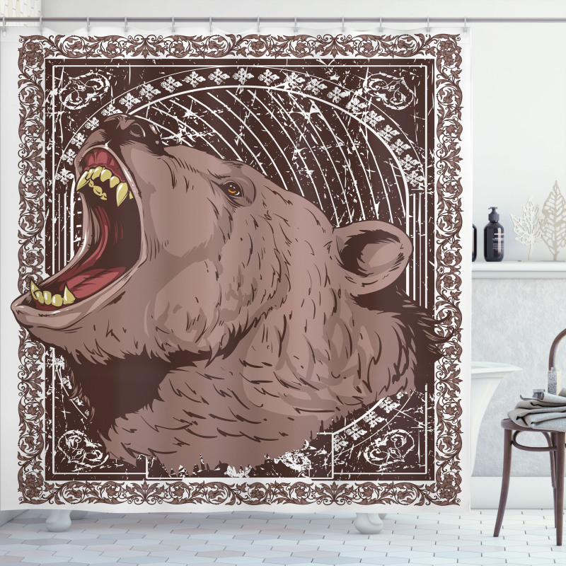 Growling Grizzly Bear Shower Curtain