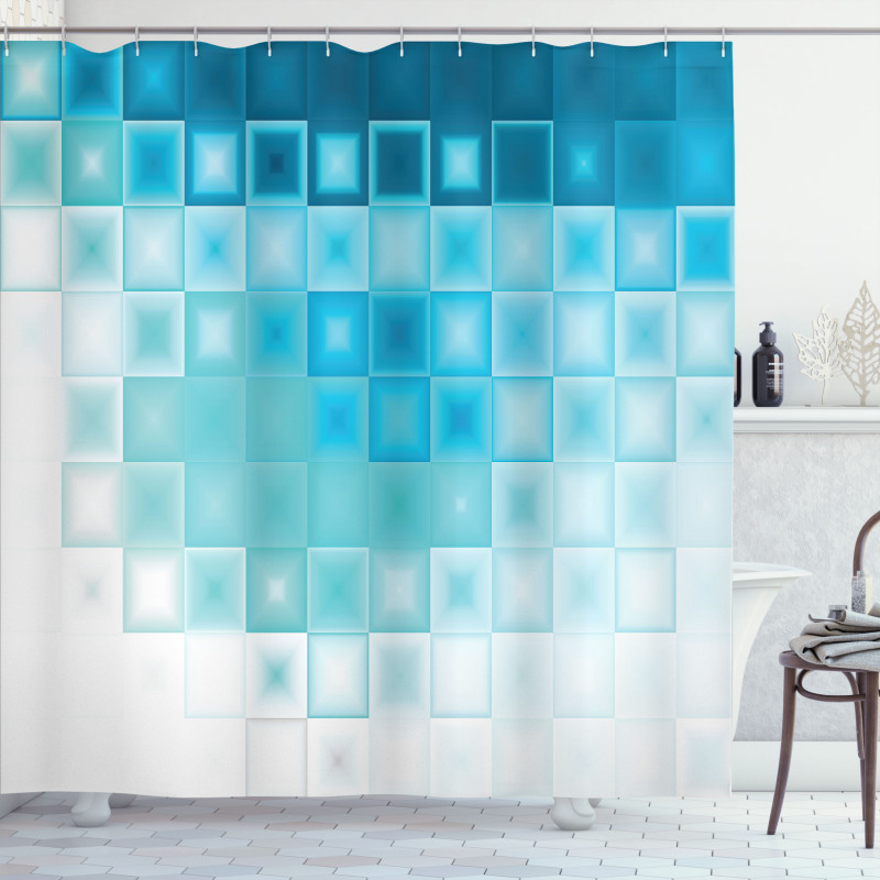 Fractal Square Shapes Shower Curtain