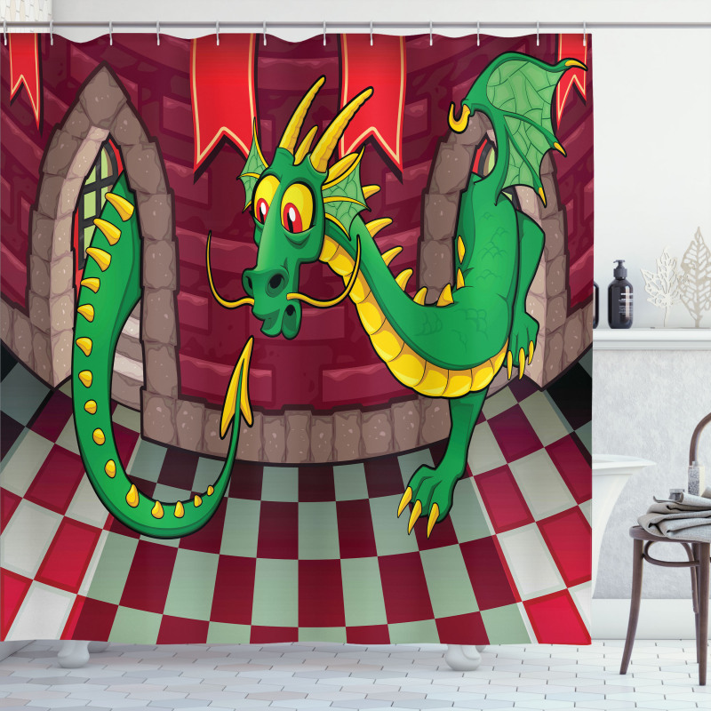 Castle with Dragon Shower Curtain