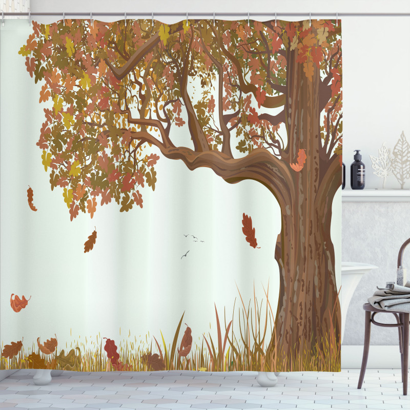 Deciduous Oak Leaves Shower Curtain