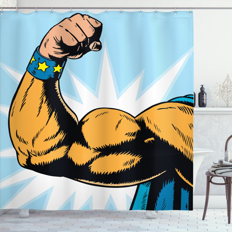 Cartoon Superheros Power Shower Curtain