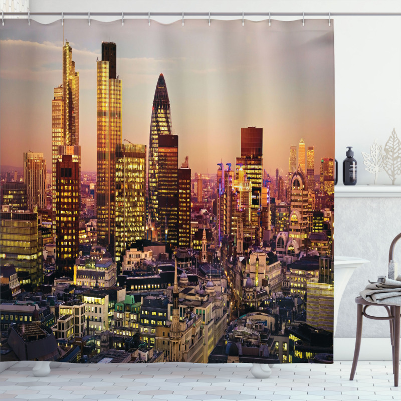 Global City Sunset Shower Curtain