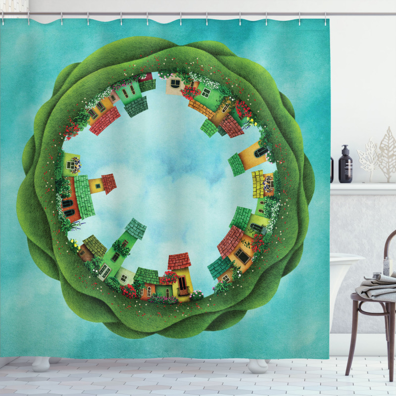 Small Town Round Artwork Shower Curtain