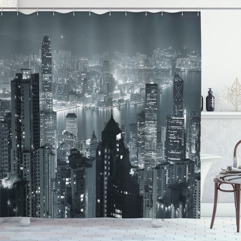 Aerial Night Landscape Shower Curtain