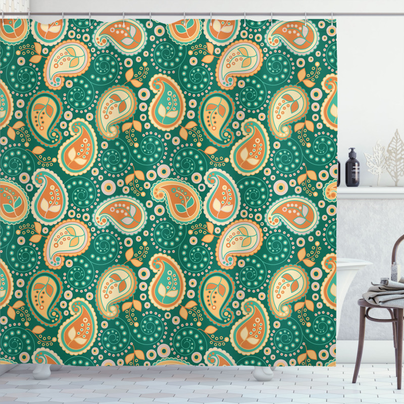 Folkloric Paisley Flowers Shower Curtain