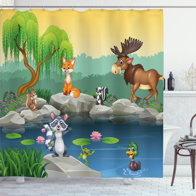 Funny Mascot Animals Shower Curtain