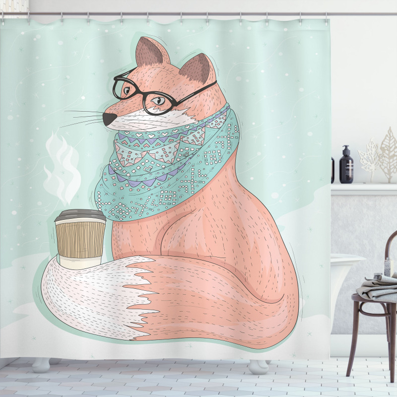 Hipster Fox Glasses Shower Curtain