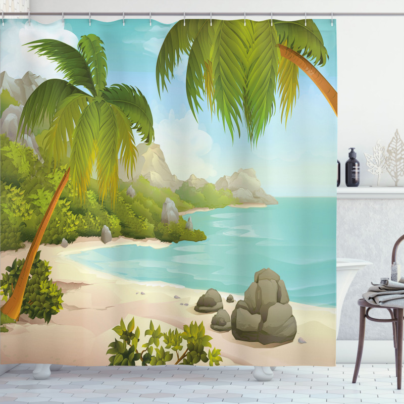 Palm Trees and Rocks Shower Curtain