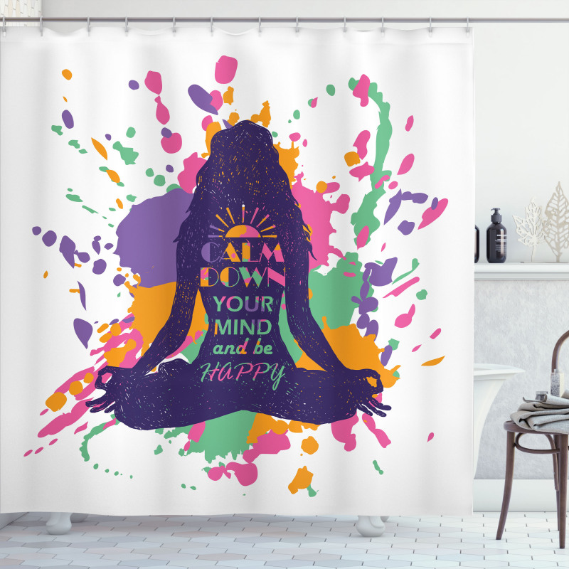 Happy Words Calm Shower Curtain