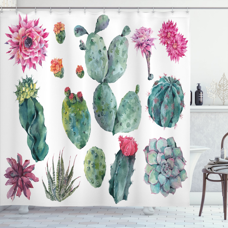 Botanic Herbal Cartoon Shower Curtain