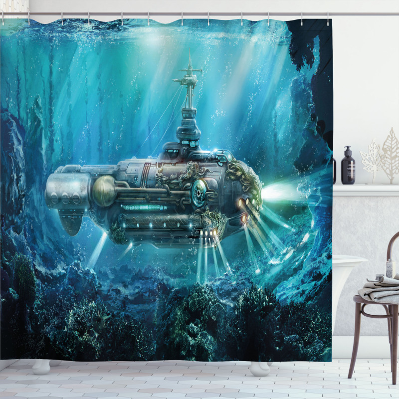 Science Fiction Submarine Shower Curtain