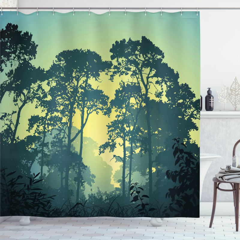 Mist Forest Trees Scene Shower Curtain