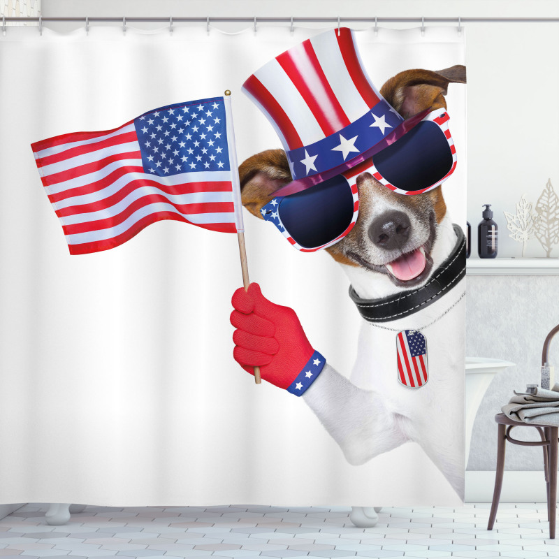Patriotic Pet Dog Shower Curtain