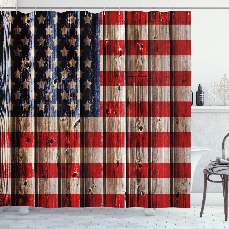 Rustic Flag Design Shower Curtain