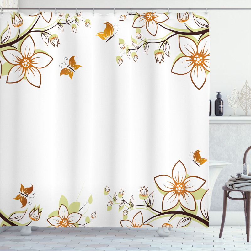Leaves Branches Buds Shower Curtain