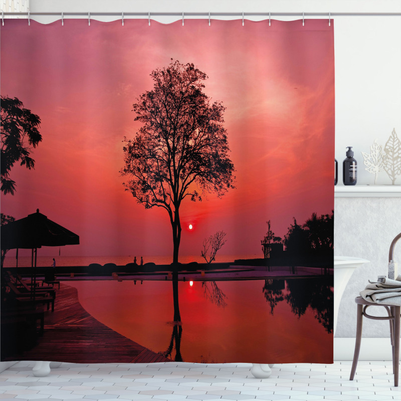 Twilight Sky with Tree Shower Curtain