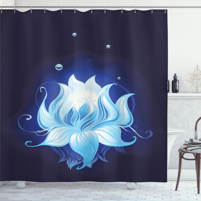 Lotus with Dew Drops Shower Curtain