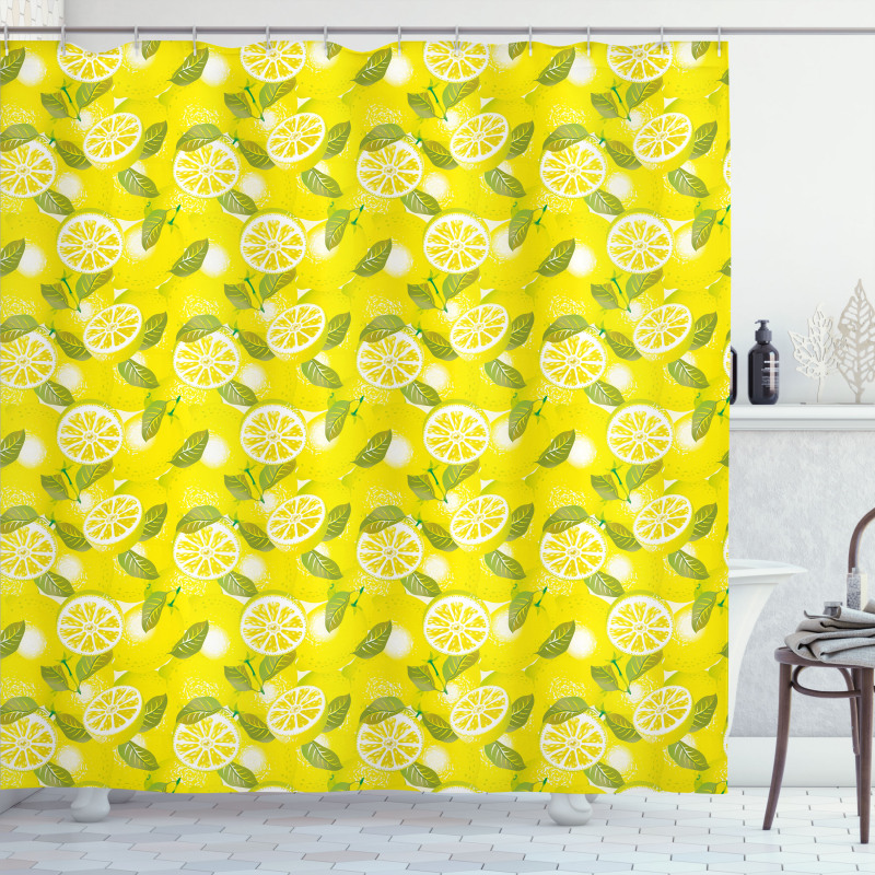 Fresh Lemons with Leaves Shower Curtain