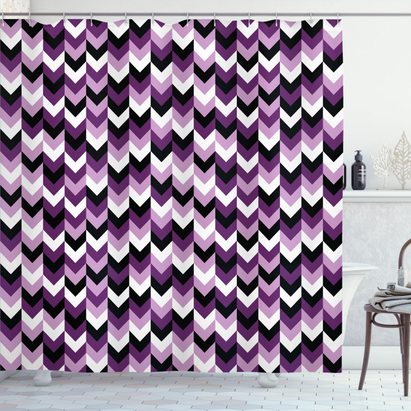 Zig Zag Retro Arrows Shower Curtain