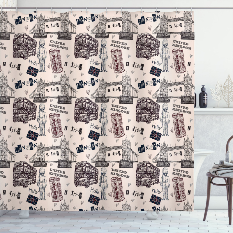 City UK Landmarks Shower Curtain