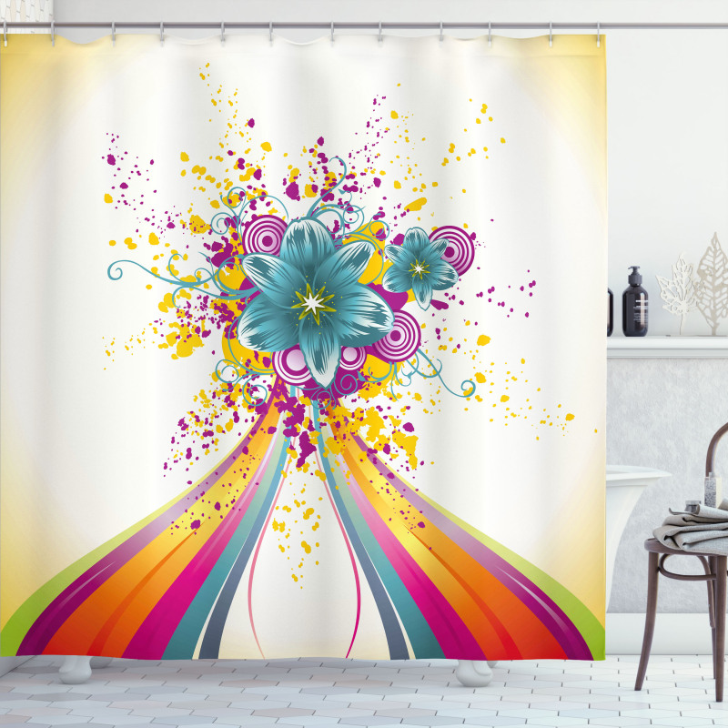 Rainbow Colored Buds Shower Curtain