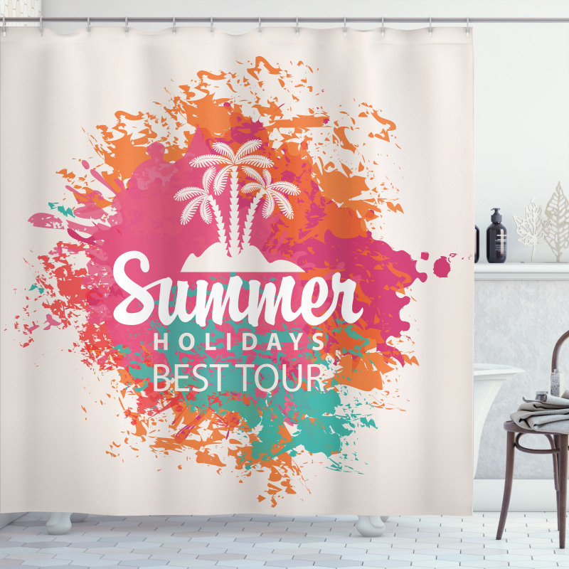 Lettering and Palms Shower Curtain