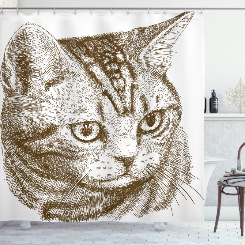 Portrait of a Kitty Hipster Shower Curtain