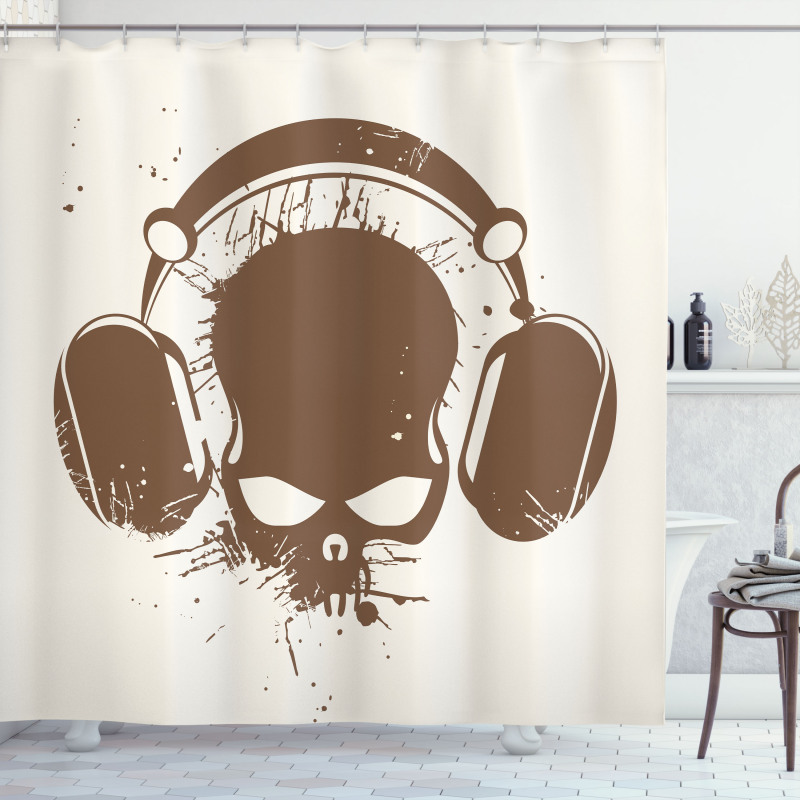 DJ Grunge Retro Skull Shower Curtain