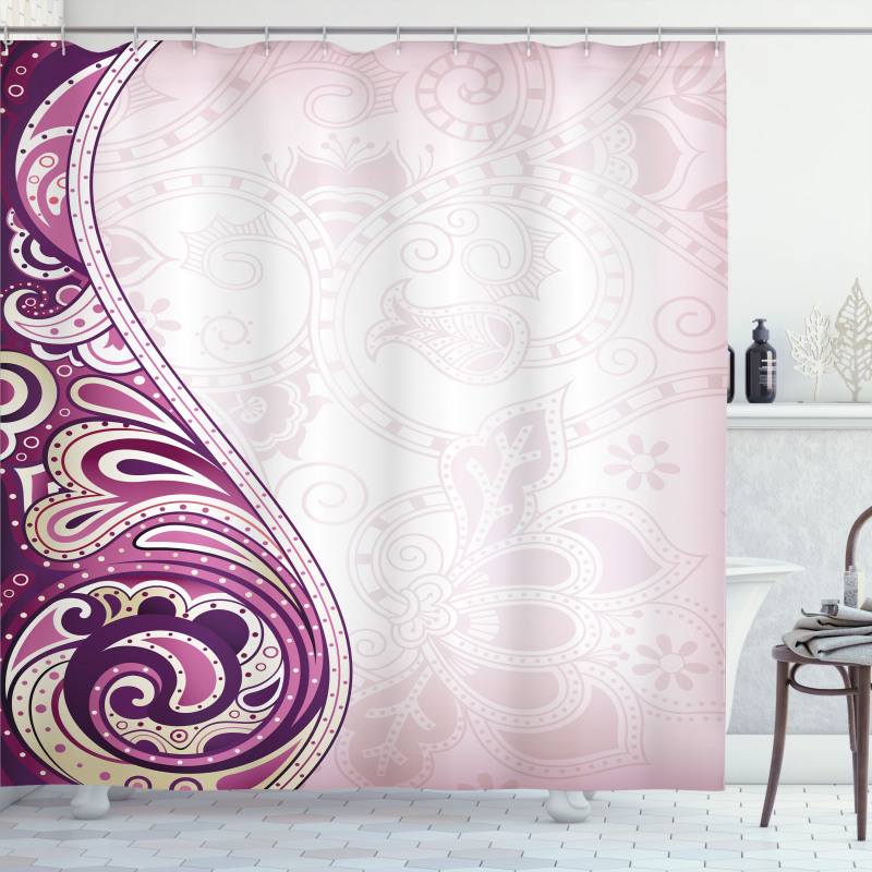 Swirled Petals Motif Shower Curtain