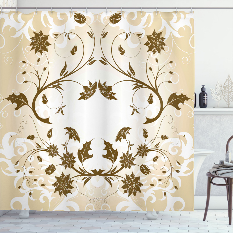 Swirled Petals Leaves Shower Curtain