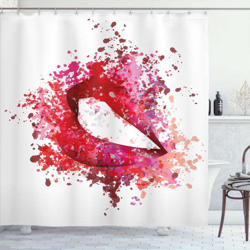 Smiling Woman Lips Effects Shower Curtain