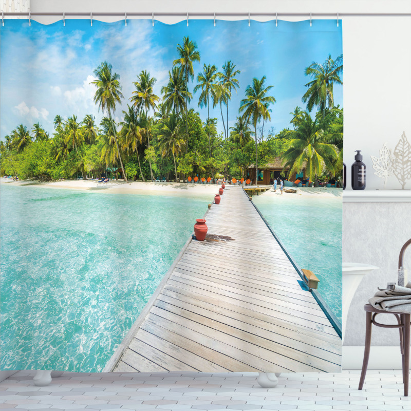 Maldives Island Beach Shower Curtain