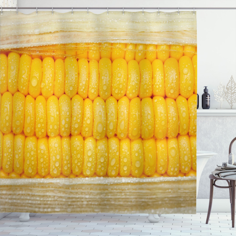 Corn Stem with Raindrops Shower Curtain