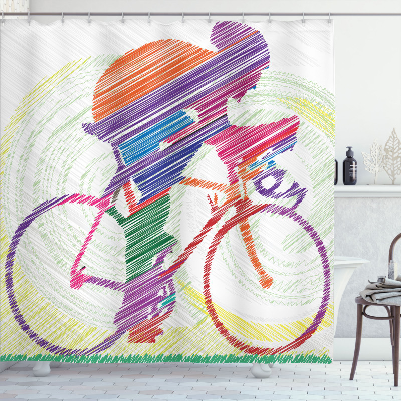 Cycling Man on Bike Shower Curtain