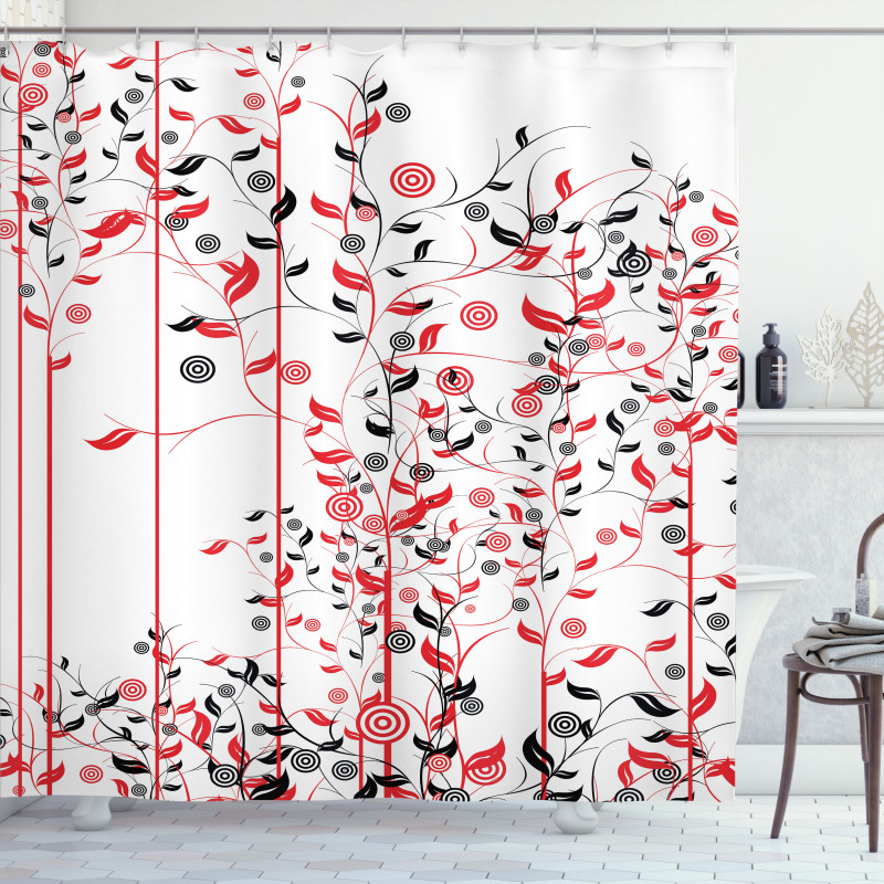 Flowers Ivy Swirl Leaves Shower Curtain