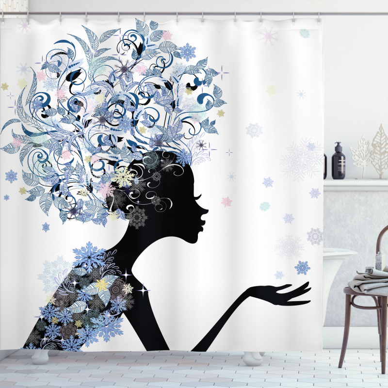 Flower Haired Snowflakes Shower Curtain