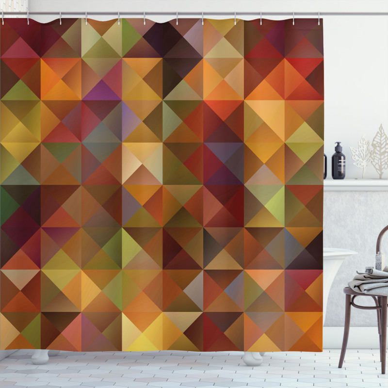 Grid Mosaic Geometric Shower Curtain