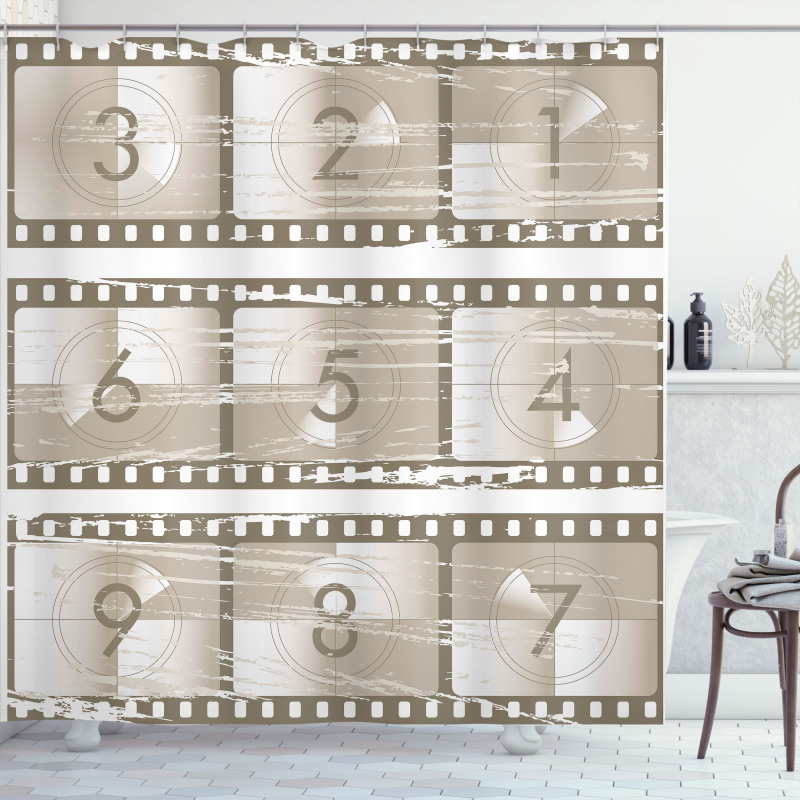 Numbers on a Film Strip Shower Curtain