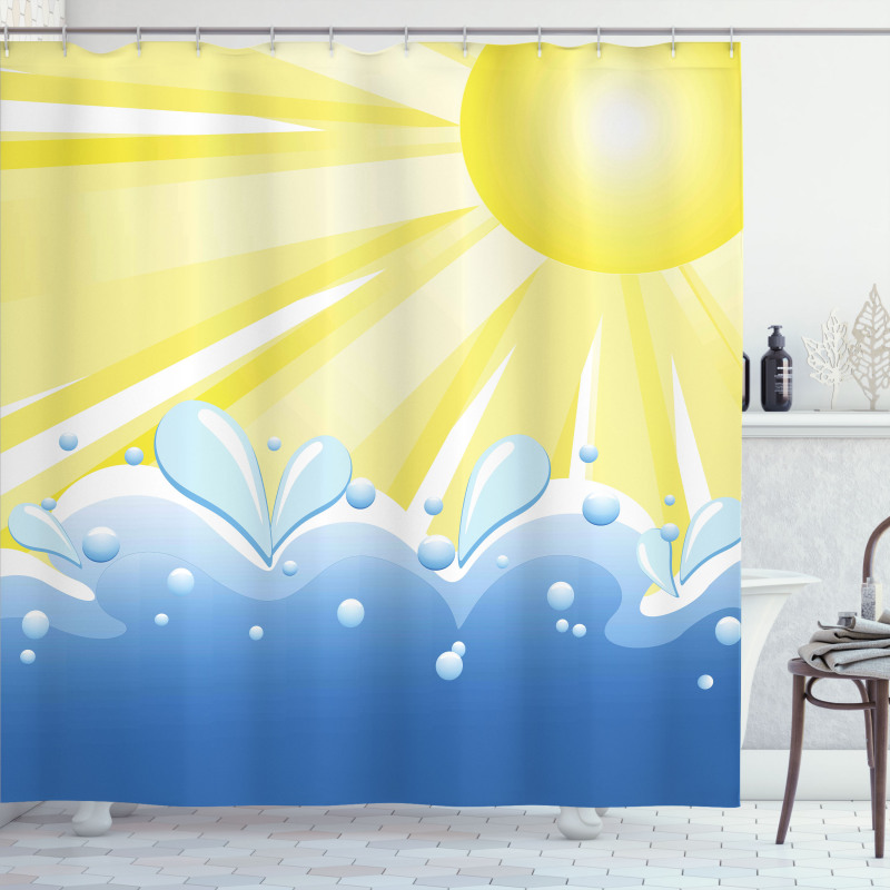 Vector Sun Wavy Sea Shower Curtain