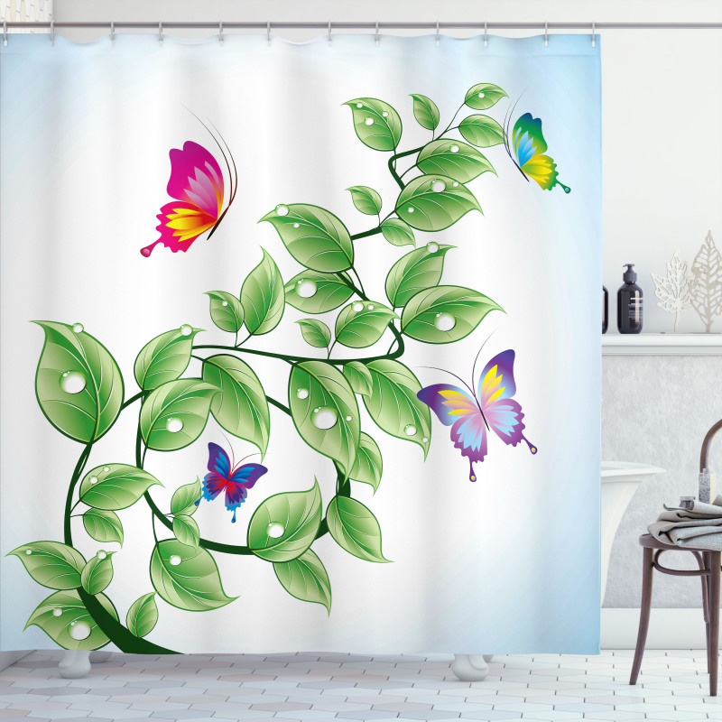 Floral Leaves Branches Shower Curtain