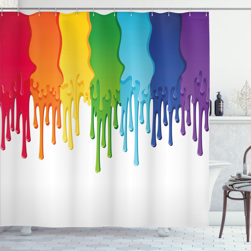 Rainbow Colored Paint Shower Curtain