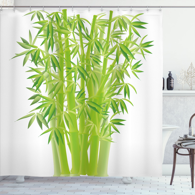 Bamboo Stems with Leaves Shower Curtain