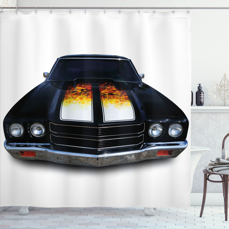 Vintage Retro Car Flame Shower Curtain