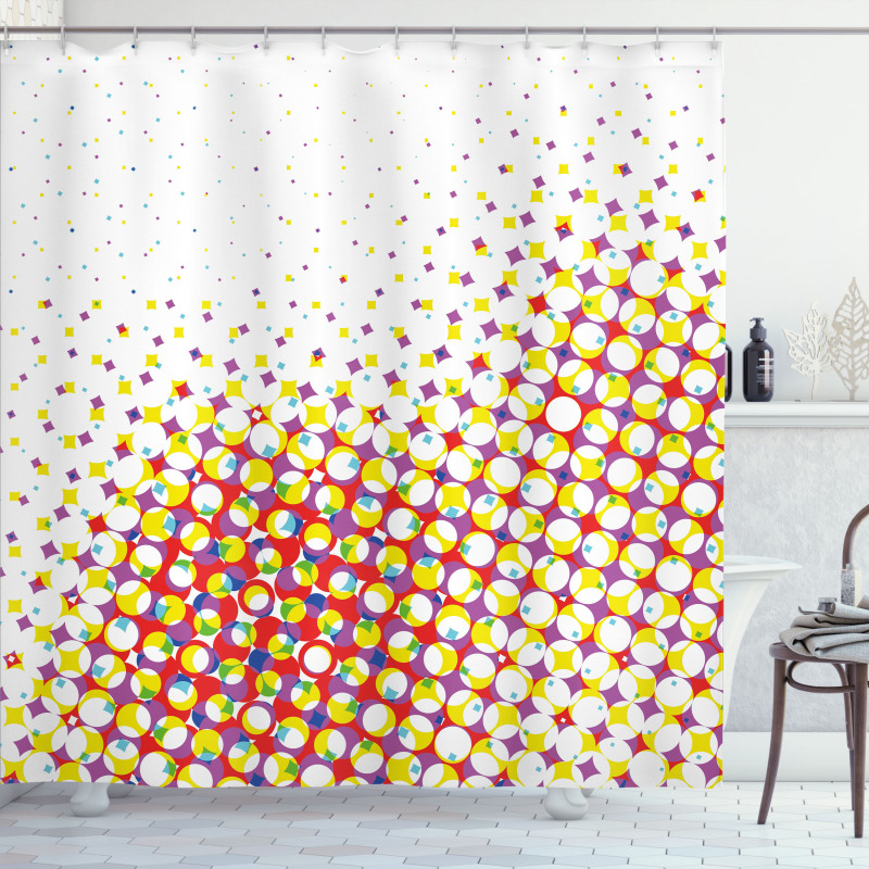 Colorful Halftone Effect Shower Curtain
