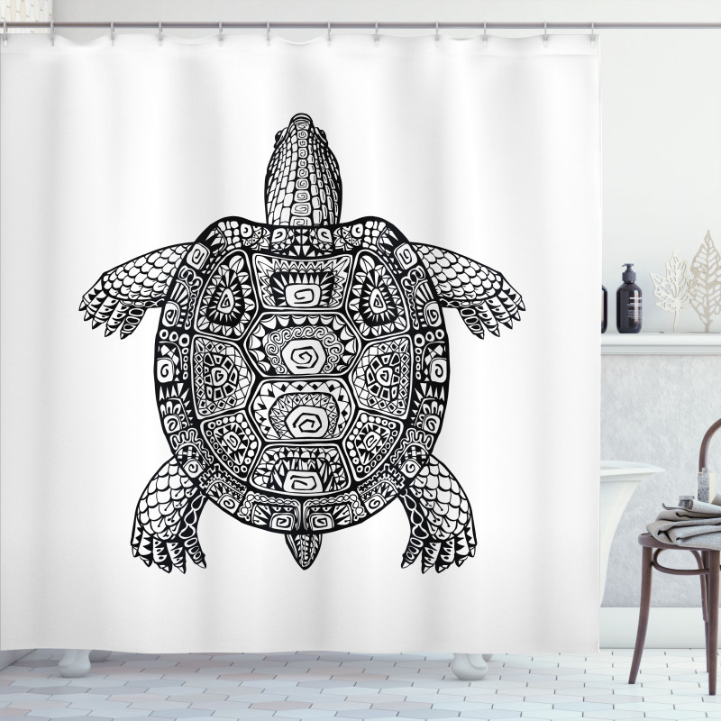 Tribal Art on Tortoise Shower Curtain