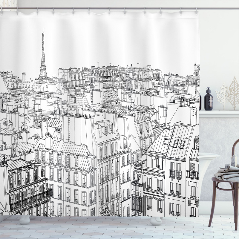 Roofs in Paris and Eiffel Shower Curtain