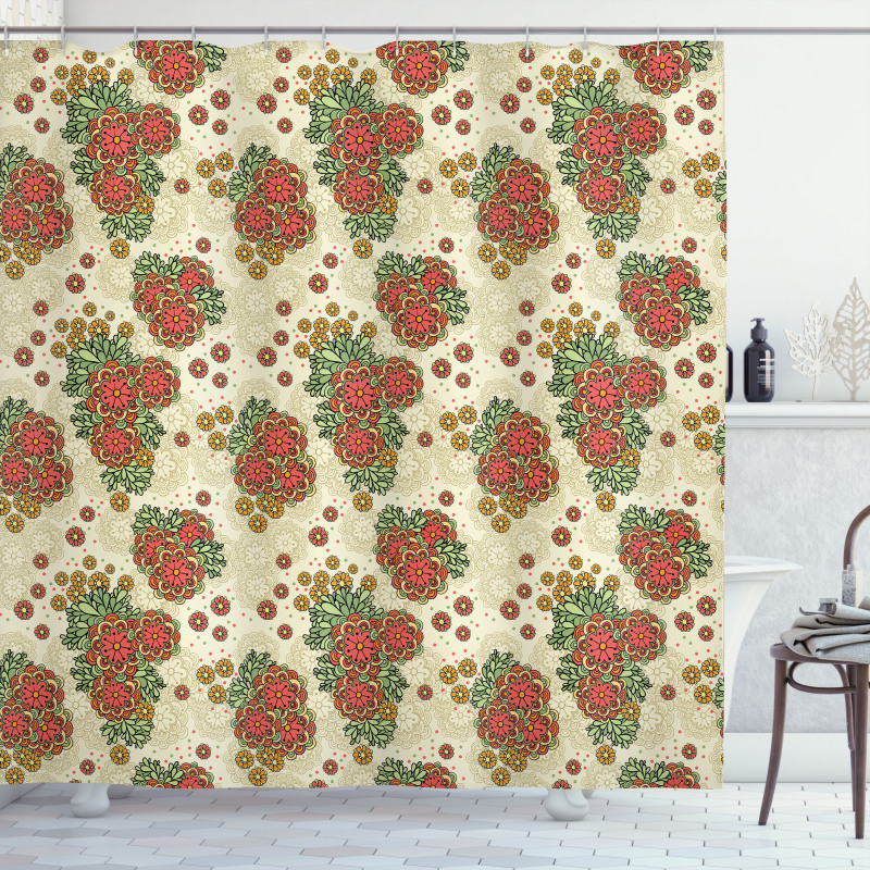 Flowers in Autumn Theme Shower Curtain